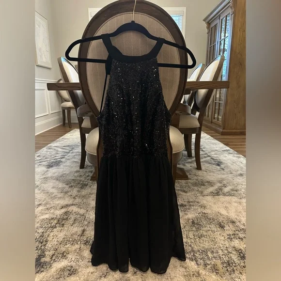 b darlin dresses black Black High Neck Embellished Column Gown main image 0